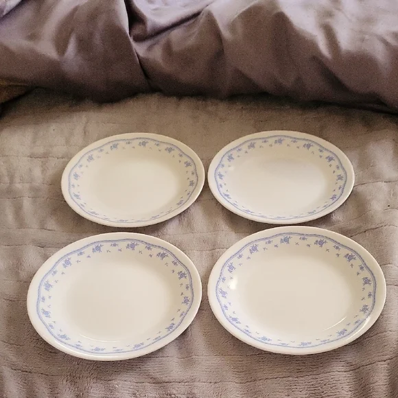 Vintage Corelle Morning Blue Dessert Or Bread Plates. Set Of 4 Plates - Picture 1 of 4